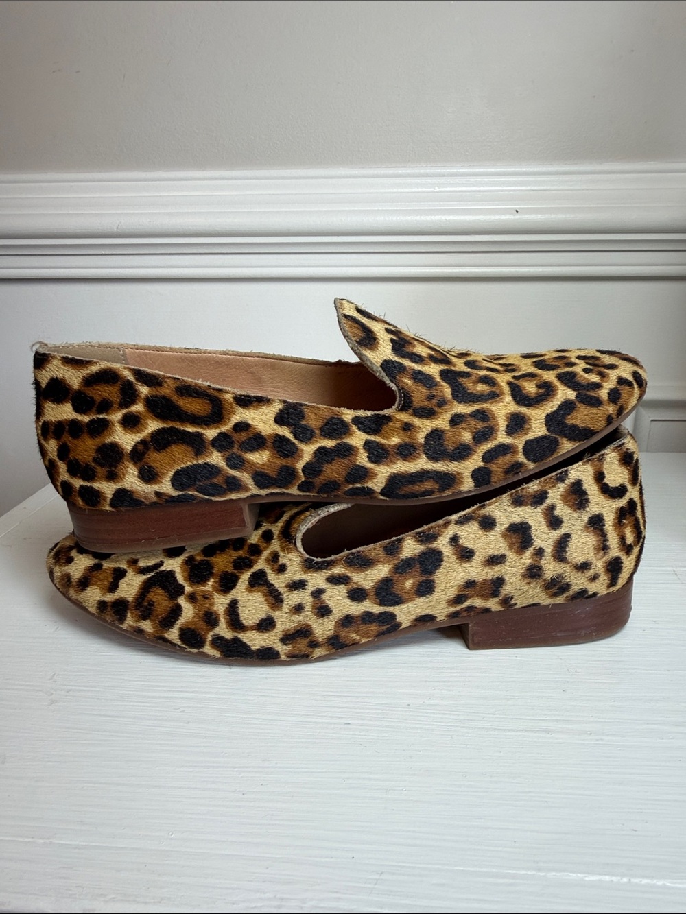 Jack Rogers Audrey Leopard Print Haircalf Loafer Flats Shoes Size 8 - Picture 7 of 9